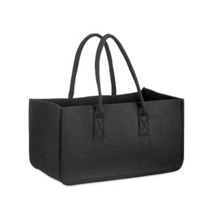 relaxdays Kaminholztasche 27,0 l schwarz 25,0 x 50,0 x 25,0 cm