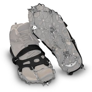 Navaris Spikes für Schuhe - Silikon Schuhspikes mit Edelstahl Ketten - Schnee Eis Wandern Sport - Schuhkrallen für Damen Herren Kinder