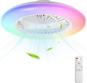 Aopunly RGB stropný ventilátor s osvetlením a diaľkovým ovládaním RGB stropné svetlo Tichý ventilátor Stropné svietidlo