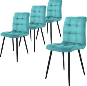 ML-Design 4er Set Esszimmerstuhl mit Rückenlehne, Petrol, aus Samt