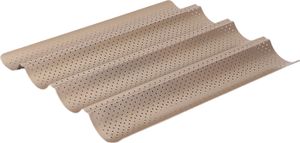 Baguette-Brotform, antihaftbeschichtet, gewellte Baguette-Form, perforiertes Baguette-Backblech für italienisches Sauerteigbrot