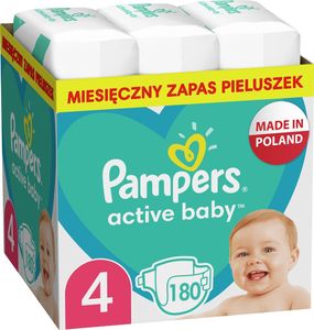 PAMPERS Active Baby Plienky jednorazové 4 (9-14 kg) 180 ks - MESAČNÁ ZÁSOBA