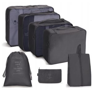 7 Teilig Koffer Organizer, 7 stck Packwürfel für Koffer, Packing Cubes for Suitcase, Grau