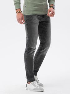 Ombre Herren-Jeans, lässig, Lange Hose mit Knopf elegant Jeans reguläre Passform S-XXL 4 Farben P1023 Dunkelgrau XXL