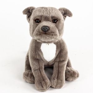 Pitbull sitzend 30 cm grau Kuscheltier Hund American Stafford