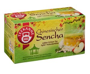 Teekanne Chinesischer Sencha milder Grüner Tee Apfel Holunderblüte 35g