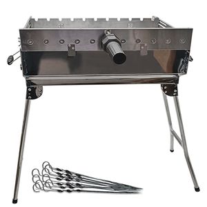 Mangal Kairat Schaschlik Grill mit 11er Spießdreher Batteriemotor 10 Spieße