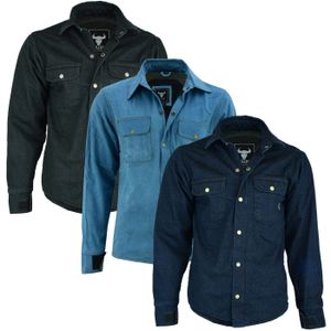 BULLDT Herren Motorrad Jeansjacke Motorradjacke Aramid mit Protektoren, Größe:62/5XL, Farbe:Dunkelblau