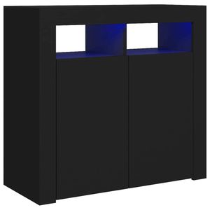 vidaXL Příborník s LED světly černý 80x35x75 cm