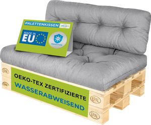 Pillows24 - Vankúše na palety odolné voči vode a UV žiareniu - SADA 2 | Vankúše na europalety 120x80 - Nábytok z paliet - Vonkajší/vnútorný, sivá