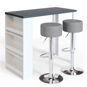 Súprava barového stola Livinity®, 117 x 57 cm s 2 barovými stoličkami, sivá/biela