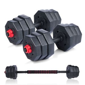 Umbro Hanteln Set 2-in-1-20KG - Hantelset Verstellbar - Kraftraining - Kurzhanteln und Langhantel - 1.25 KG, 1.5KG und 2KG Dumbbells, Schwarz/Rot