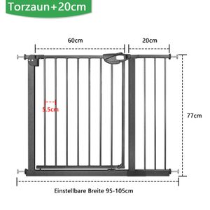 VA-Cerulean Schodisková brána Dverová brána Schodisková brána bez vŕtania Dverová brána Detská bezpečnostná brána 95-105cm Zatvára sa automaticky Kovová brána pre bezpečnosť detí, čierna