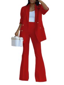 Anzüge Damen Blazer Und Hosen 2Pcs Outfit ,Farbe: Rot ,Größe: M