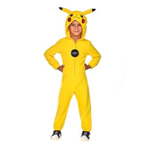 Amscan - Detský kostým Pikachu, flísový overal s kapucňou, Pokémon, tematická párty, karneval