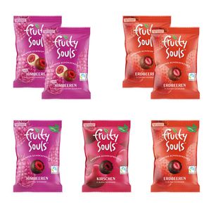 FruitySouls - Gefriergetrocknete Früchte mit Schokolade | 7 Pack (560g) | Schokolierte Früchte | Gefriergetrocknete Früchte mit knackigem Schokomantel | Schokofrüchte