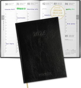 Buchkalender 2026 - Terminplaner 2026 A4 mit 30-Minuten-Taktung 7-21 Uhr - Größe A5 - A4 18,5 x 26 cm, Große Schrift, flexibles Hardcover, Lesebändchen. Kalender 2026 A4.