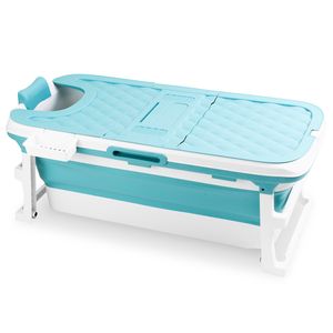 SWANEW 132cm Faltbare Badewanne für Erwachsene,Kinder Kunststoff-Badewanne mit Abnehmbarem Bezug Wasserwanne