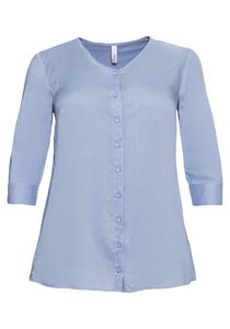 sheego Damen Große Größen Bluse mit gekräuselter Passe im Rückenteil Longbluse Citywear klassisch - unifarben