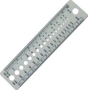 Nadelmaß, Nadelschablone Nadelstärke 2-10mm, weiß, Nadel-Lehre für Stricknadeln