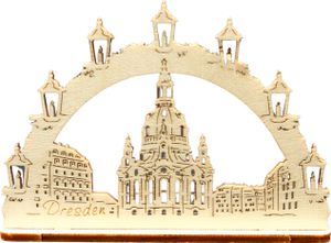 Mini Schwibbogen Dresdner Frauenkirche, 9 cm lang Erzgebirge Holzkunst Mini Schwibbogen Dresdner Frauenkirche, 9 cm lang Erzgebirge Holzkunst