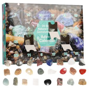 （Blau）Edelstein Adventní kalendář - adventní kalendář pro děti s 24 drahokamy, které lze každý den otevřít, kompletní vánoční odpočítávací kalendář z kolekce Rock