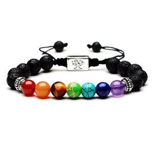 ALSTER HERZ Perlenarmband 7 Chakra Armband Damen Herren, Yoga Glücksarmband, Edelstein, ideal als Geschenk für Freunde/Partner, J0270 Einreihig