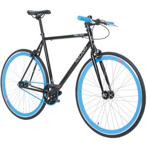 Galano Blade Fixiebike retro Fahrrad 165 bis 195 cm 28 Zoll Singlespeed Urban Bike mit Flip Flop Nabe für fixed gear und Freilauf, Farbe:schwarz/blau, Rahmengröße:59 cm