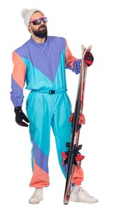 80er Jahre Retro Ski Wintersport Vintage Aprés Bad Taste Kostüm Herren Karneval 2XL