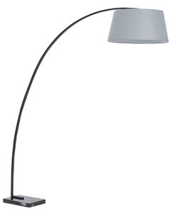 BELIANI Stehlampe Grau Metall 188 cm Stoffschirm Marmorfuß langes Kabel mit Schalter Bogenlampe Modernes Design