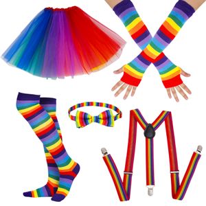 Faschingskostüme Fancy Outfits Regenbogen Kostüm Zubehör Tutu Rock für Karneval Cosplay Dekoration Party