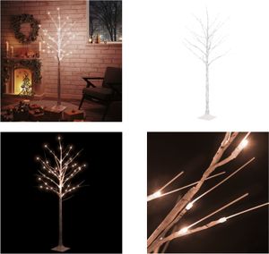 vidaXL Choinka LED brzoza ciepła biel 96 LED 180 cm - Choinka LED - Choinki LED - Choinki dekoracyjne LED - Choinki dekoracyjne LED