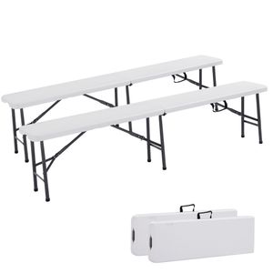 AREBOS 2x skladacia lavica na pivo Skladacia lavica I s rukoväťou na prenášanie | 183 x 28 x 43 cm Skladacia lavica Camping Garden Party Bench Camping Bench Beer Tent Bench, Garden Bench