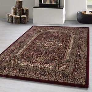 Carpetsale24 Orientteppich kurzflor Wohnzimmerteppich klassiker Teppich Orientalisch ROT, Maße:300 cm x 400 cm
