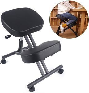 Černá židle na klečení, pneumatická ergonomická židle na klečení Nastavitelná kolenní židle pro správné držení těla, podporuje až 250 kg pro domácnost a kancelář - Zlepšete své držení těla