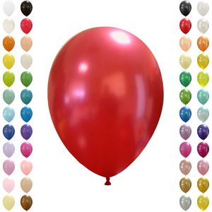 Luftballons ca. 27 cm Naturlatex Ballons, 100 Stück, Metallic Rot