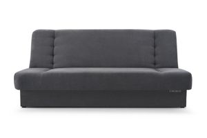 Modernes Sofa mit Schlaffunktion, Integrierter Stauraum für Bettzeug, Dekorative Nähte, minimalistischer Stil, elegante Inneneinrichtung - Cyprus (Dunkelgrau - Soro 96)