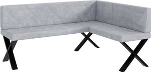 MEBLINI Eckbank für Esszimmer - Küchenbank - Essecke - Sitzecke Küche - ERIC - X-Beine 128x168x87cm Rechts - Hellgrau Samt