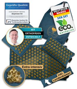 CALM ELEPHANT ORIGINAL Akupresurní podložka XXL Set EXTRA INTENSIVE pro pokročilé uživatele - MANDALA PRO Premium Set 5-dílný včetně bederního polštáře