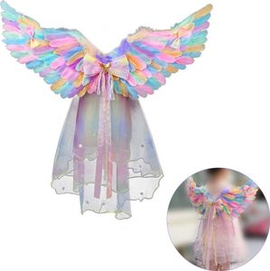 Halloween kostým Set Diabolský anjel Cospaly Kostým Halloween Party Cosplay Prop Deti Perie Krídlo Fancy šaty pre Halloween Karneval Tematické Cosplay Party Príslušenstvo