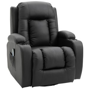 HOMCOM Massagesessel Fernsehsessel Relaxsessel TV Sessel Wärmefunktion Wippenfunktion mit Fernbedienung Liegefunktion Schwarz 85 x 94 x 104 cm