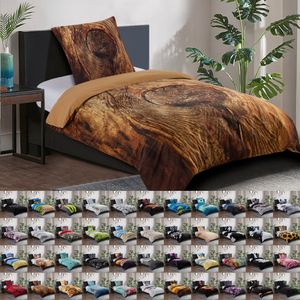 SANILO® Bettwäsche 135x200 cm, 100% feinste Baumwolle, 2-teilig, Bettbezug, Kissenbezug 80x80cm - Rustikal