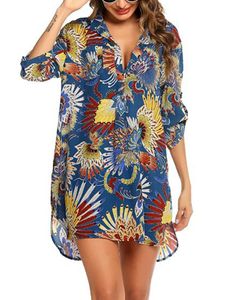 Frauen Strand Top Coat Casual Sonnenschutzkleid T-Shirt Top,Farbe: #6,Größe:L