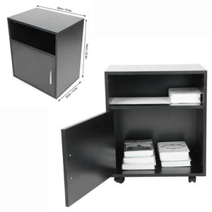 Bürowagen Beistelltisch Druckertisch Rollcontainer Multifunctions Schrank Druckertisch Druckerschrank mit 2 Fächer und 1 Tür, Schwarz 48x34x58 cm