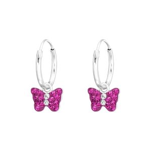 1 Paar Kindercreolen Ohrringe 925 Sterling Silber Schmetterlinge in pink