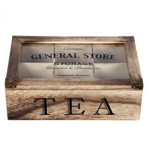 Teebox aus Holz und Glas vintage