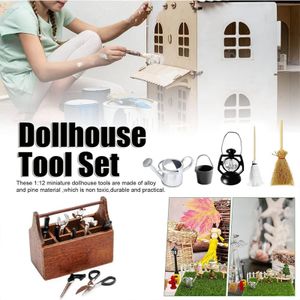 12er Set Miniatur Wichtel Werkzeug, Zwerg Werkzeugkasten für Dollhouse, Zwerg Zubehör Set, Kinder Weihnachts Geschenk Rot