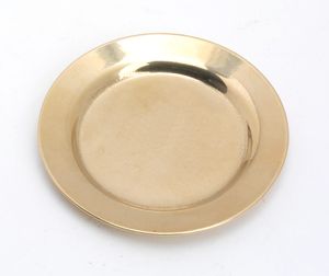 Kerzenteller, Dekoteller Gold, runde Form, massiv (Innen Ø 7 cm, Außen 11 cm)