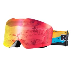 ROCKBROS Skibrille Winter Snowboardbrille Schutzbrille Anti Fog Damen/Herren Rot