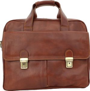 bupell Aktentasche/Laptoptasche Clemente  aus pflanzlich gegerbtem Leder - Handgefertigt in Italien - Bürotasche Lehrertasche  Marrone (Braun)